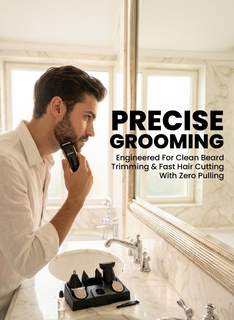 تيم Team Professional Hair Trimmer for Men | Rechargeable Beard & Hair Clipper | High‑Speed Motor, USB Charging, Ni‑MH Battery, Precision Blades | Grooming Kit for Beard, Mustache & Hair Cutting - Image 2
